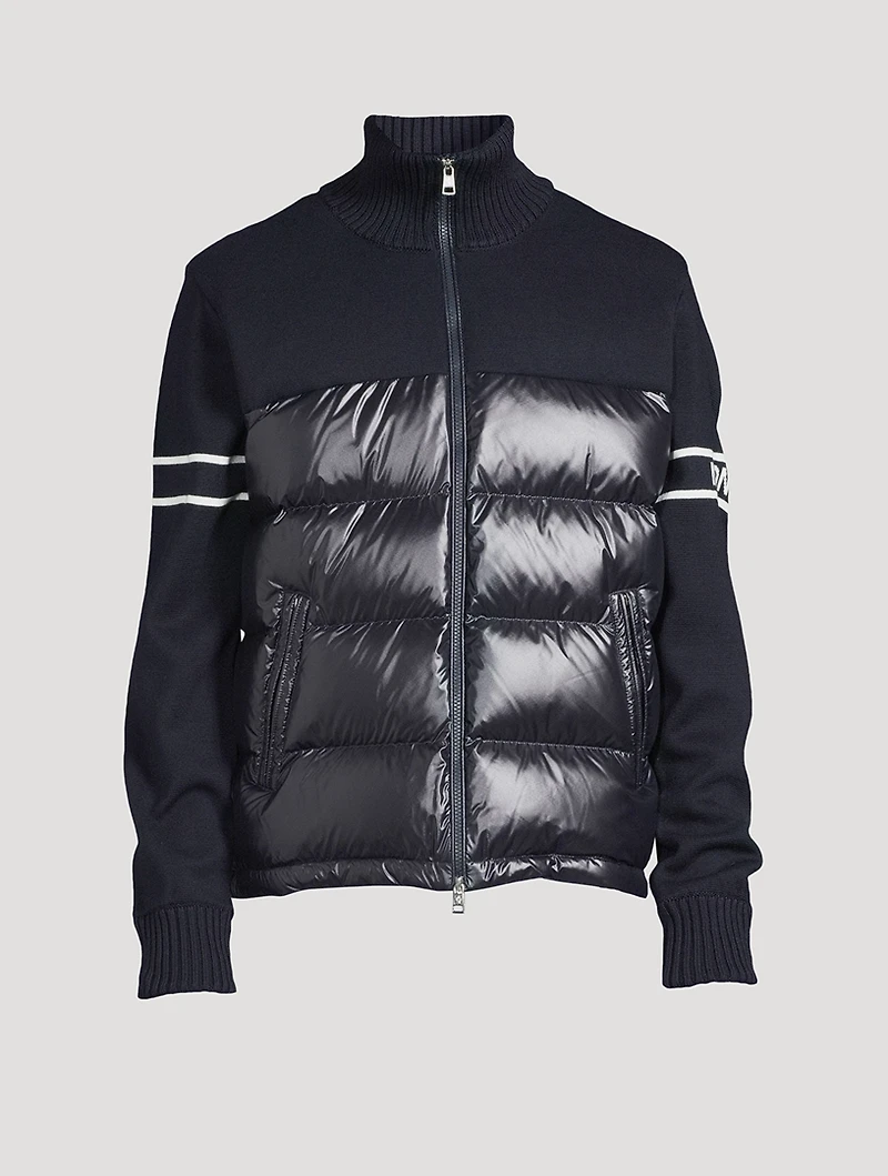 Wool-Blend Down Padded Cardigan
