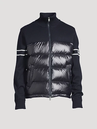 Wool-Blend Down Padded Cardigan