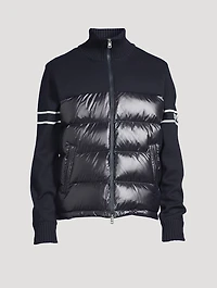 Wool-Blend Down Padded Cardigan