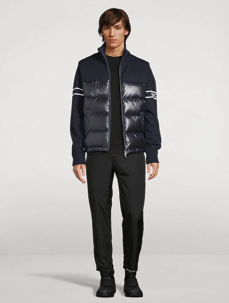 Wool-Blend Down Padded Cardigan