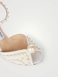 Sacaria Pearl-Embellished Satin Sandals