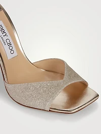 Saeda Glitter Sandals With Crystal Ankle Strap