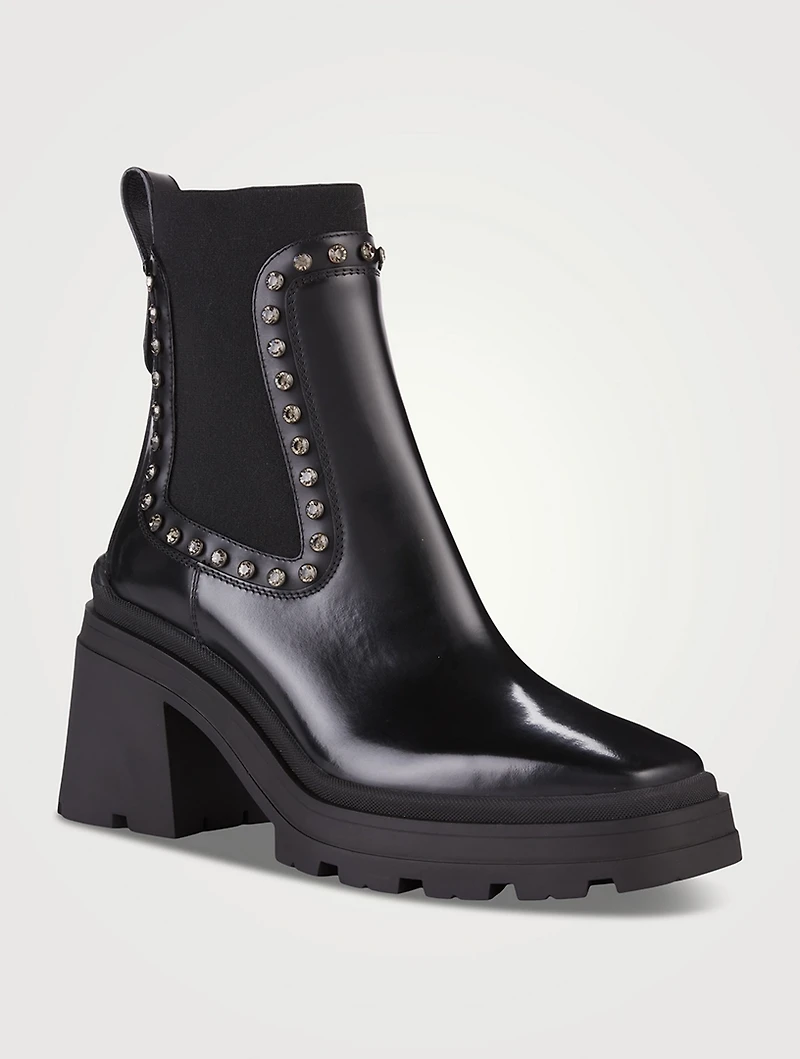 Veronique Embellished Leather Combat Boots
