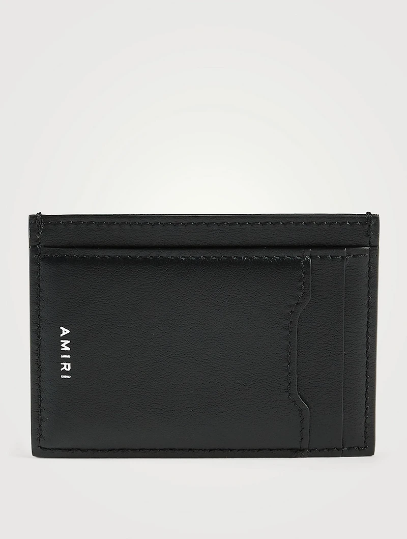 Leather Card Holder With Floral Logo