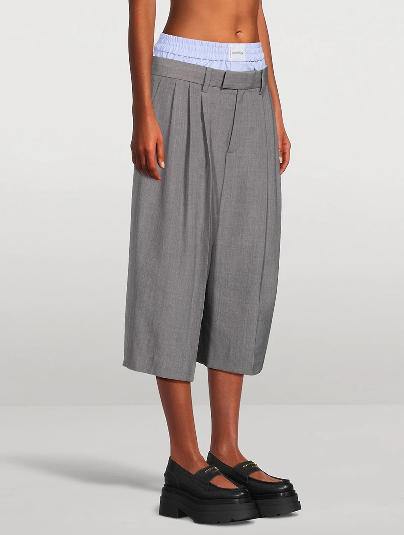 Wide-Leg Culottes With Exposed Boxer Shorts