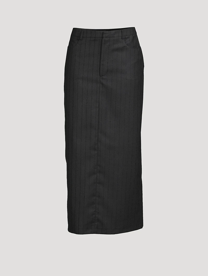 Vato Wool Midi Skirt Stripe Print