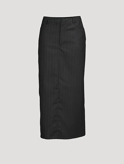 Vato Wool Midi Skirt Stripe Print
