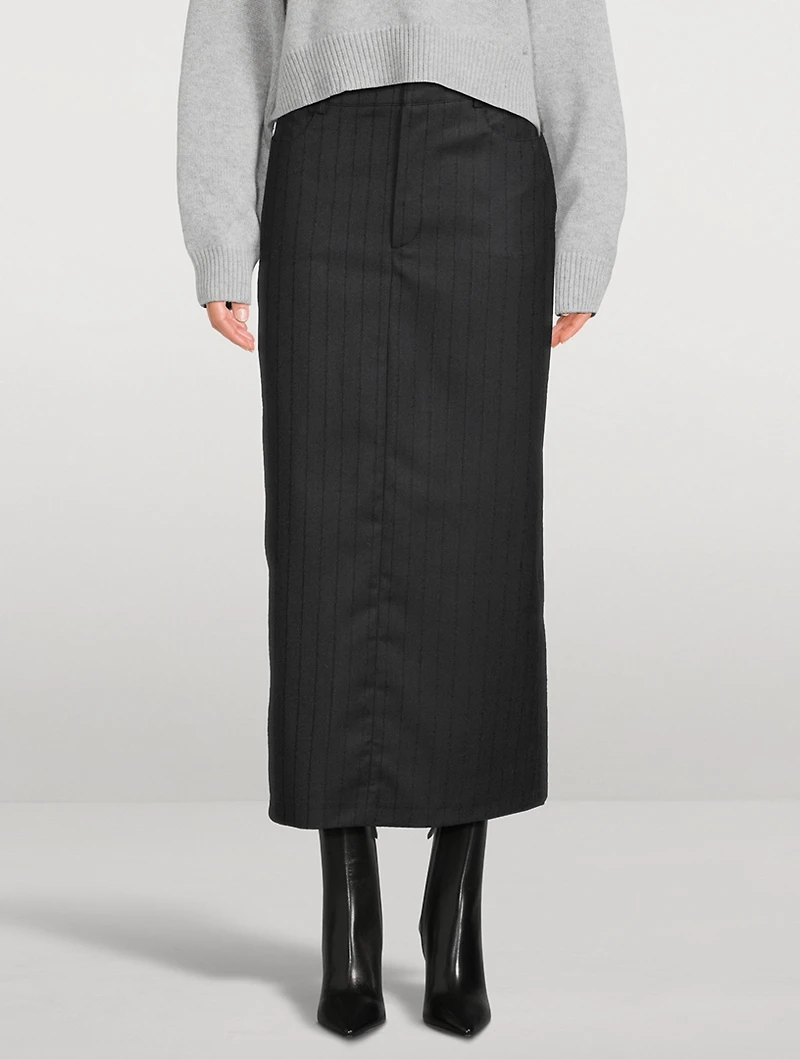 Vato Wool Midi Skirt Stripe Print