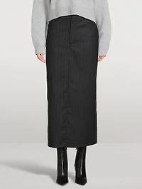 Vato Wool Midi Skirt Stripe Print