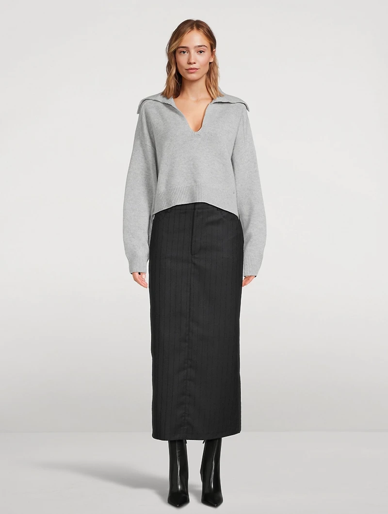 Vato Wool Midi Skirt Stripe Print