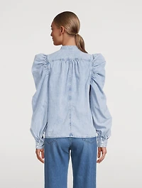 Gillian Puff-Sleeve Denim Blouse