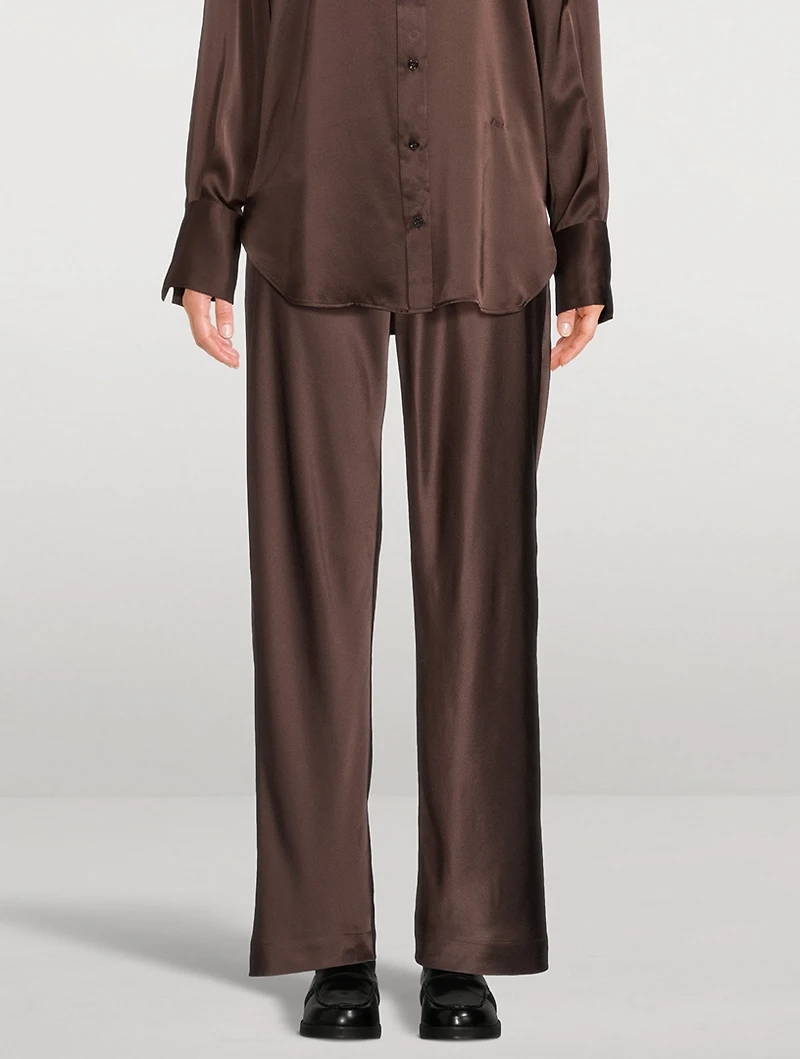 Wide-Leg Silk Trousers