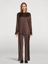 Wide-Leg Silk Trousers