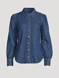 The Victorian Puff-Sleeve Denim Shirt