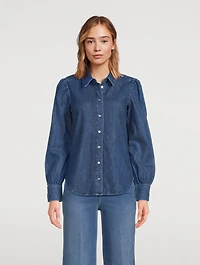 The Victorian Puff-Sleeve Denim Shirt