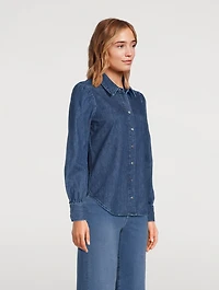 The Victorian Puff-Sleeve Denim Shirt