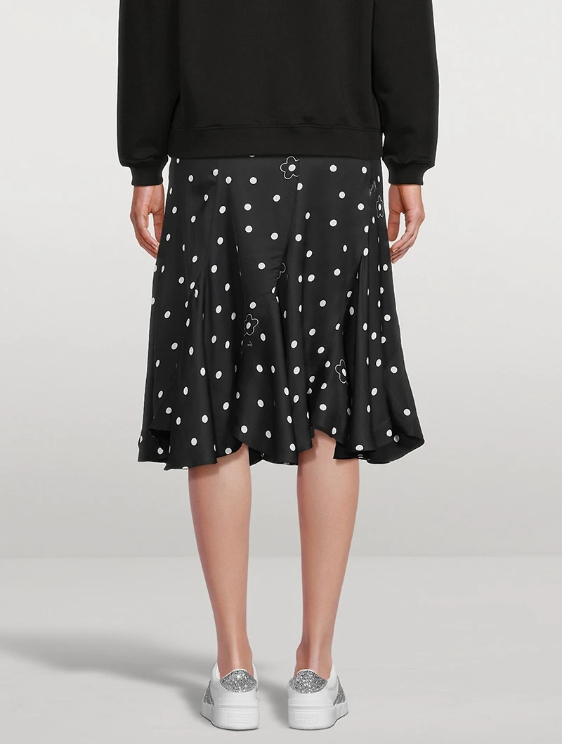 Midi Skirt Flower Spot Print