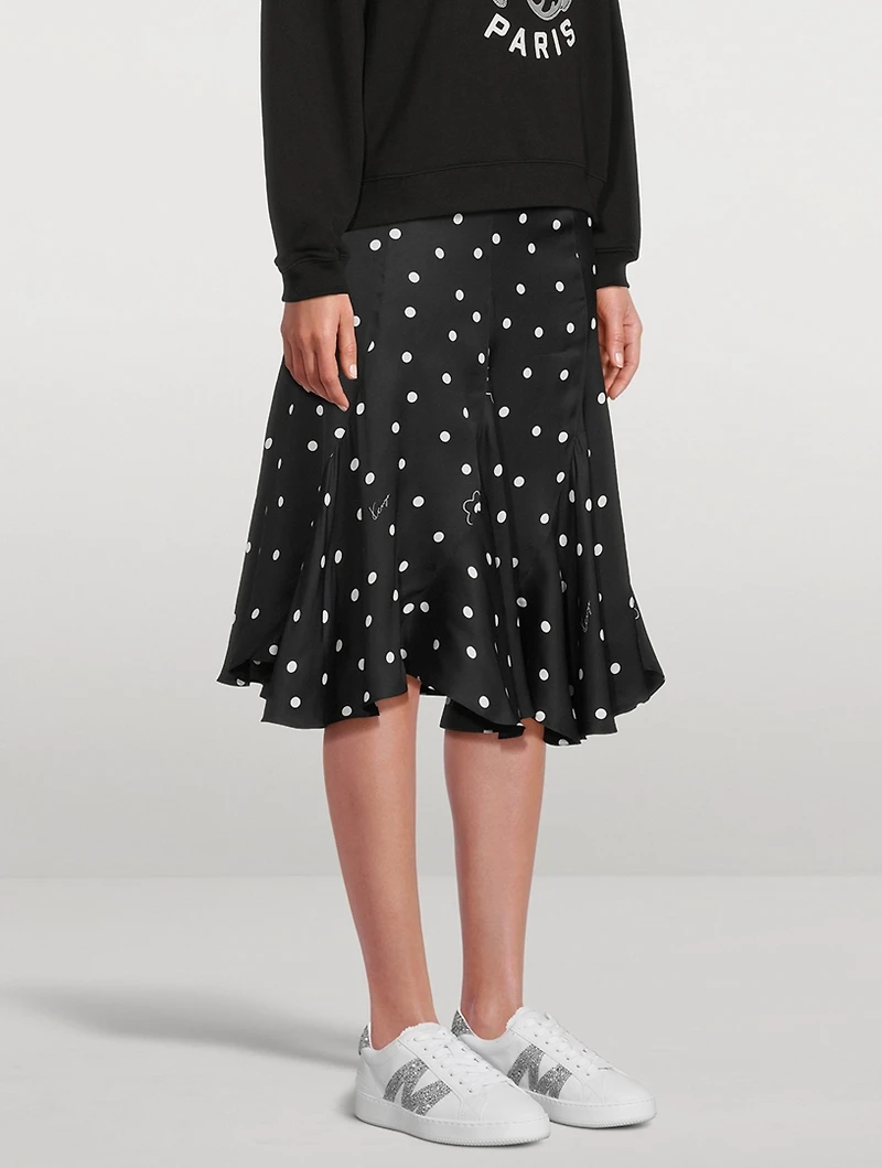 Midi Skirt Flower Spot Print