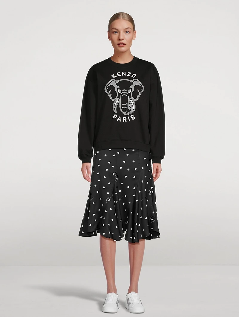 Midi Skirt Flower Spot Print
