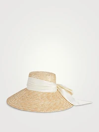 Mirabel Straw Sun Hat With Satin Scarf