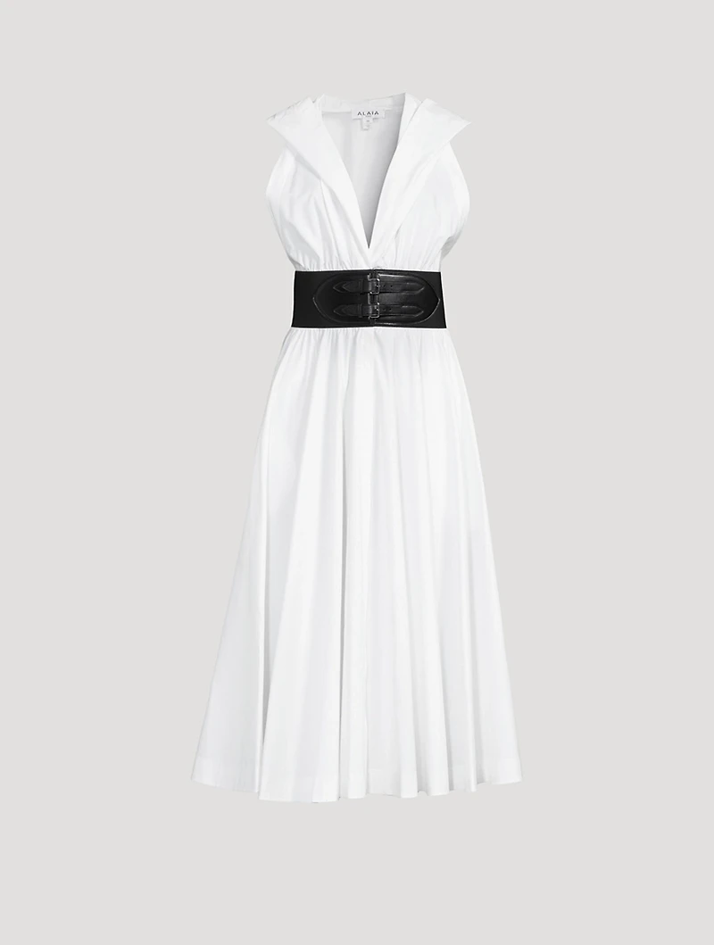 Pique Belted Midi Dress