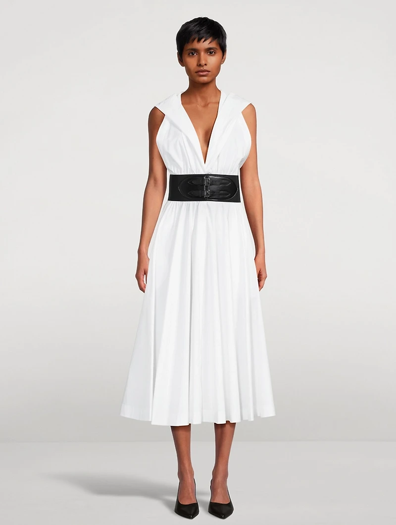 Pique Belted Midi Dress
