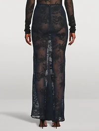 Sheer Floral Lace Maxi Skirt