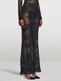 Sheer Floral Lace Maxi Skirt