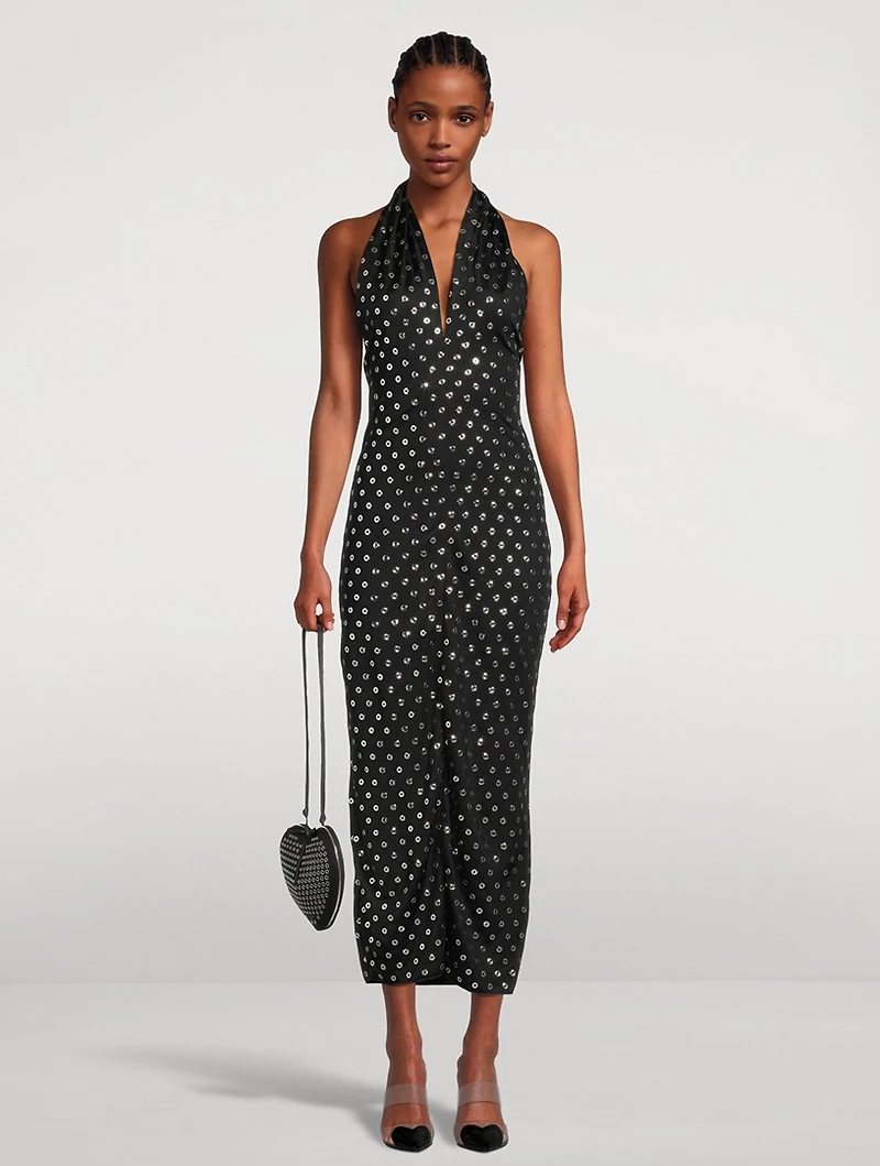 Eyelet Jersey Halter Dress