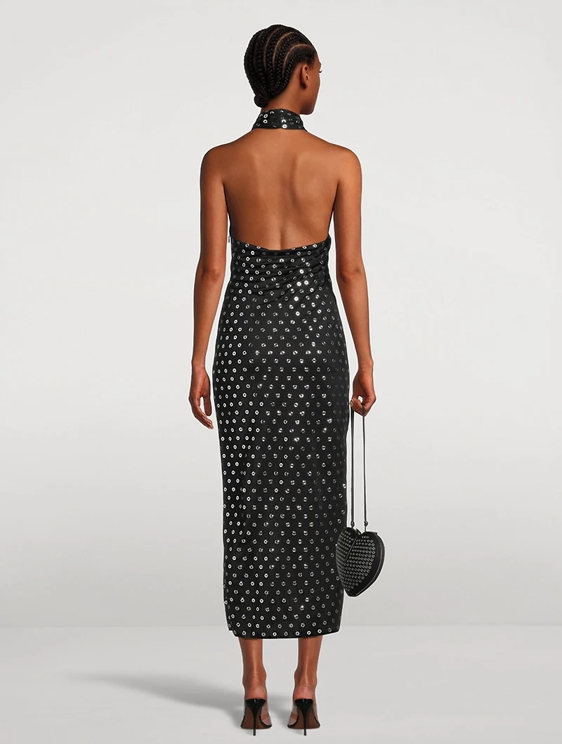 Eyelet Jersey Halter Dress
