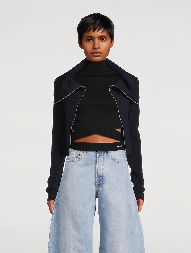 Cashmere Funnelneck Cardigan