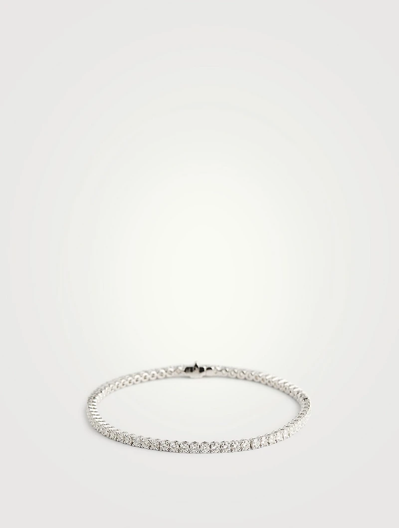 Classic 18K White Gold Four-Prong Line Bracelet With Diamonds