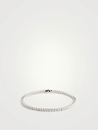 Classic 18K White Gold Four-Prong Line Bracelet With Diamonds