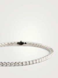 Classic 18K White Gold Four-Prong Line Bracelet With Diamonds