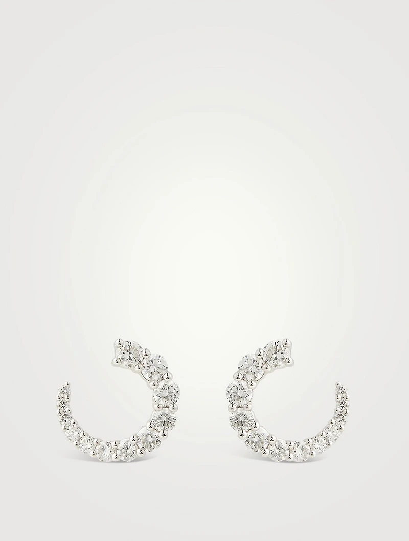 Luna 18K White Gold Wrap Earrings With Diamonds