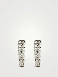 Essentials 18K White Gold Graduated Huggie Hoop Earrings With Diamonds