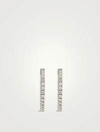 18K White Gold Oval Diamond Hoop Earrings