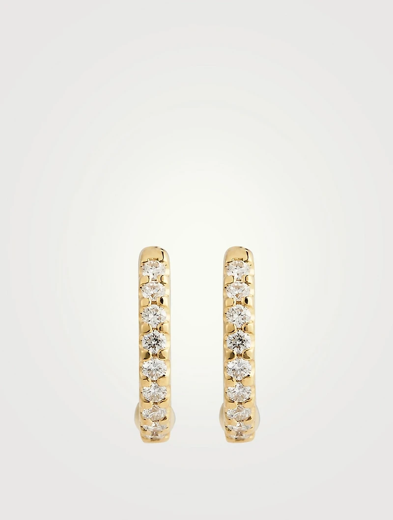 Odessa 18K Gold Huggie Hoop Earrings With Diamonds