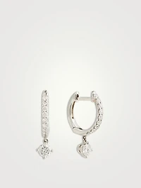 Odessa 18K White Gold Huggie Hoop Earrings With Diamond Drop