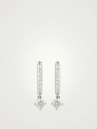 Odessa 18K White Gold Huggie Hoop Earrings With Diamond Drop