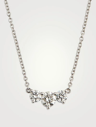Medium Trinity 18K White Gold Necklace With Diamonds