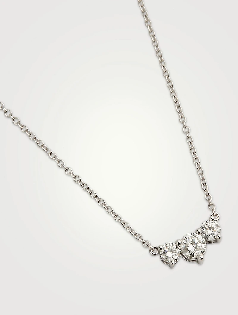 Medium Trinity 18K White Gold Necklace With Diamonds