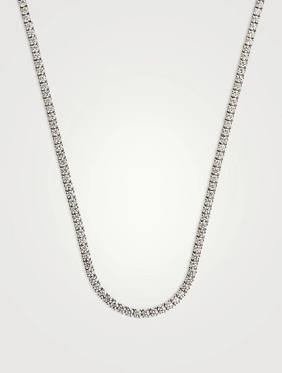 Uniform 18K White Gold Four-Prong Line Necklace With Diamonds