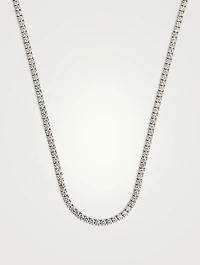 Uniform 18K White Gold Four-Prong Line Necklace With Diamonds
