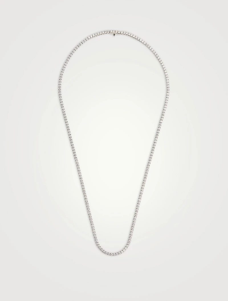 Uniform 18K White Gold Four-Prong Line Necklace With Diamonds
