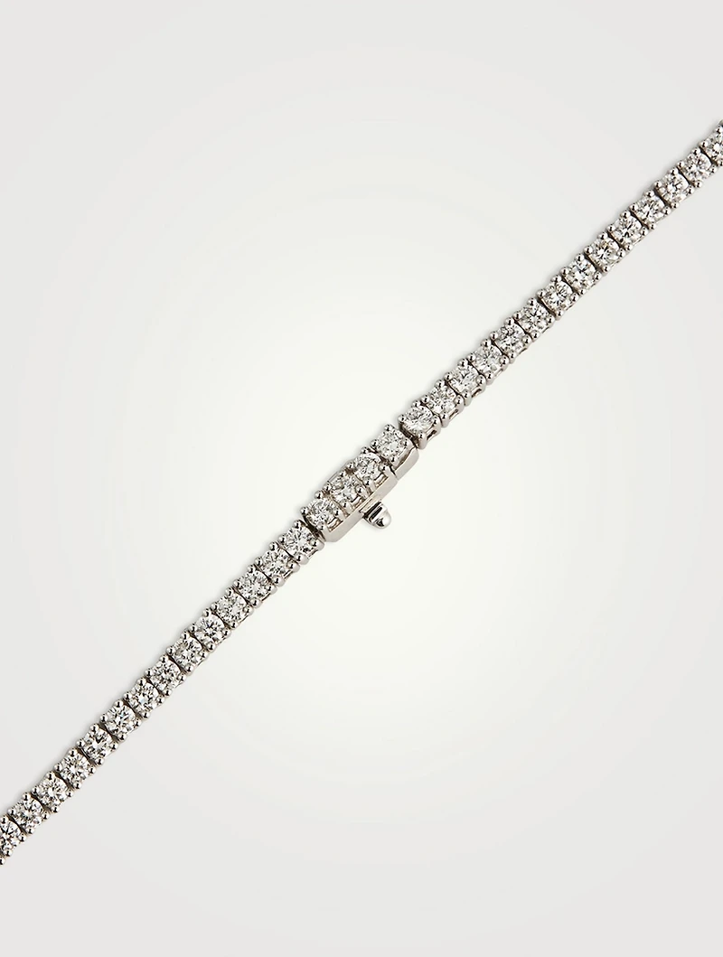 Uniform 18K White Gold Four-Prong Line Necklace With Diamonds