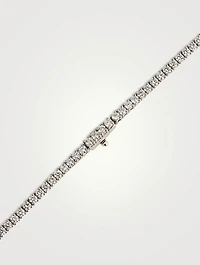 Uniform 18K White Gold Four-Prong Line Necklace With Diamonds