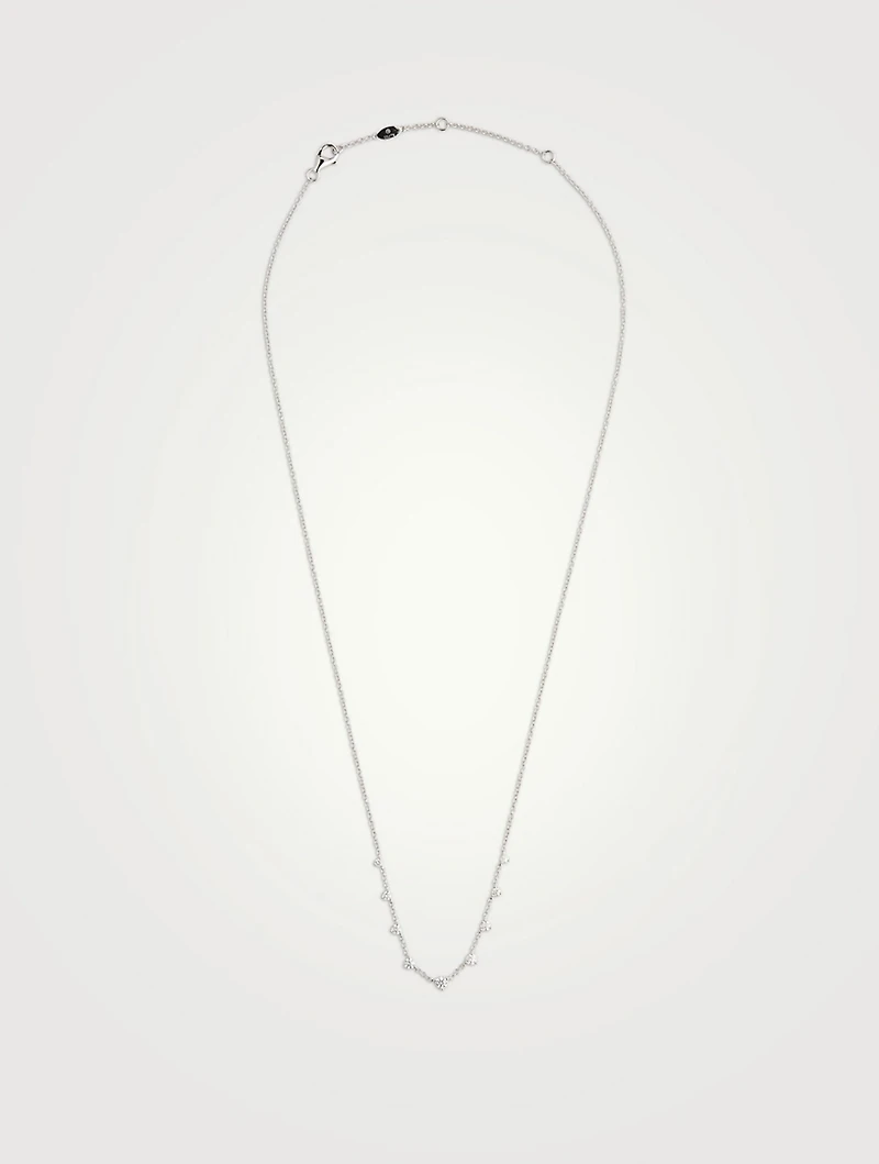 Essentials 18K White Gold Nine-Stone Necklace With Diamonds