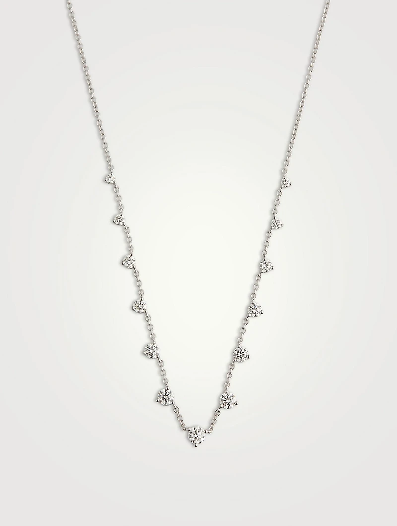 Essentials 18K White Gold 13-Stone Necklace With Diamonds