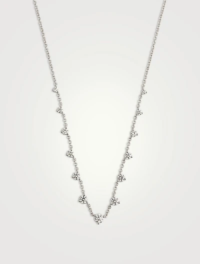 Essentials 18K White Gold 13-Stone Necklace With Diamonds